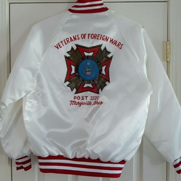 Unbranded Jackets & Blazers - VINTAGE Windjammer 90's White Satin Bomber Jacket VFW